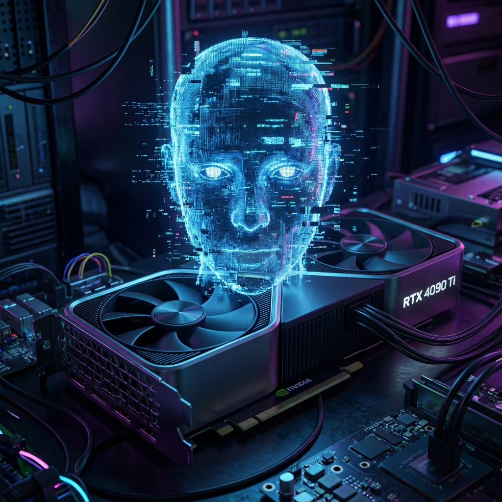 Glitching Digital Portrait on Monitor